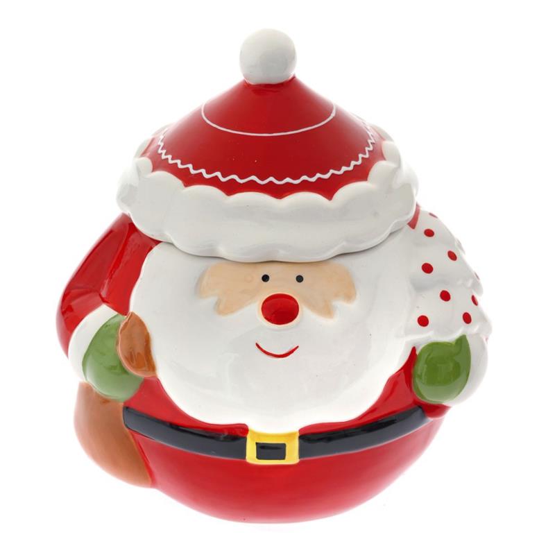 Χριστουγεννιάτικη Μπισκοτιέρα Άγιος Βασίλης Κεραμική Κόκκινη iliadis 15x14x16εκ. 81838 (Σετ 2 Τεμάχια) (Υλικό: Κεραμικό, Χρώμα: Κόκκινο) - Iliadis - il_81838
