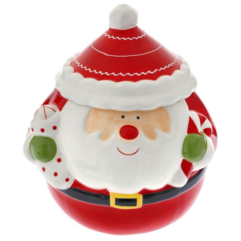 Χριστουγεννιάτικη Μπισκοτιέρα Άγιος Βασίλης Κεραμική Κόκκινη iliadis 19x18x22εκ. 81837 (Υλικό: Κεραμικό, Χρώμα: Κόκκινο) - Iliadis - il_81837