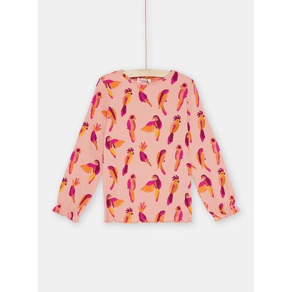Παιδική Μακρυμάνικη Μπλούζα για Κορίτσια Pink Parrot - ΡΟΖ