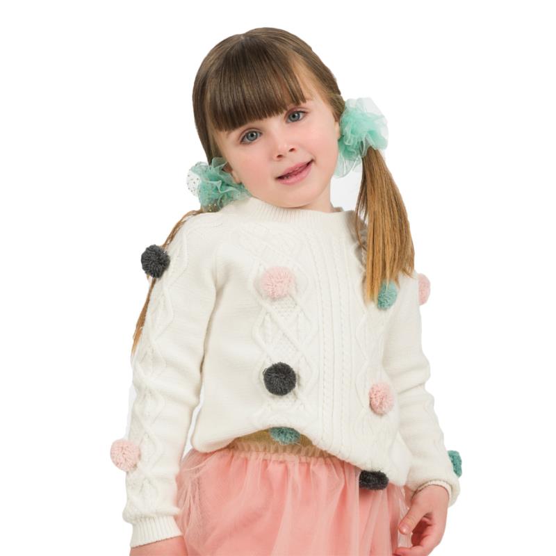 Energiers Πλεκτό πουλόβερ με ανάγλυφη πλέξη για κορίτσι ΕΚΡΟΥ 15-123304-6
