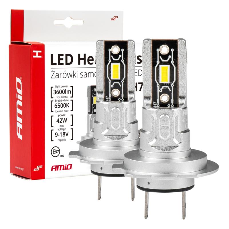 LED Headlight H7 H-mini AMiO 2τεμαχια 42W 9-18V 6500K 3600lmns