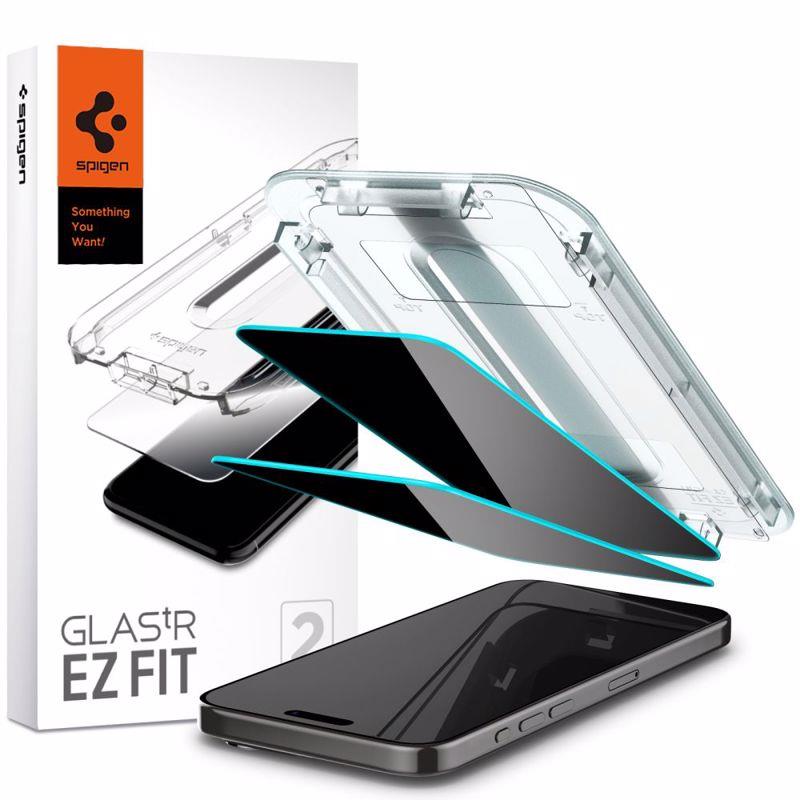 Spigen EZ Fit GLAS.tR Privacy Tempered Glass για iPhone 15 Pro Max. 2 Pack