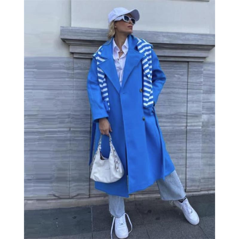 Aruru γυναικείο παλτό μπλε 22% βαμβάκι, 78% μαλλί