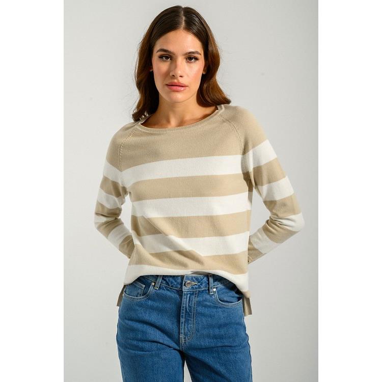 Ριγέ πλεκτό (BEIGE/WHITE)