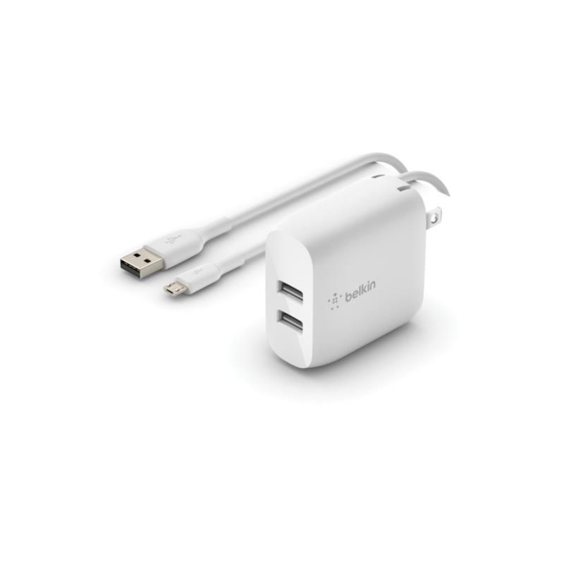 Belkin Dual USB-A Wall Charger PVC White