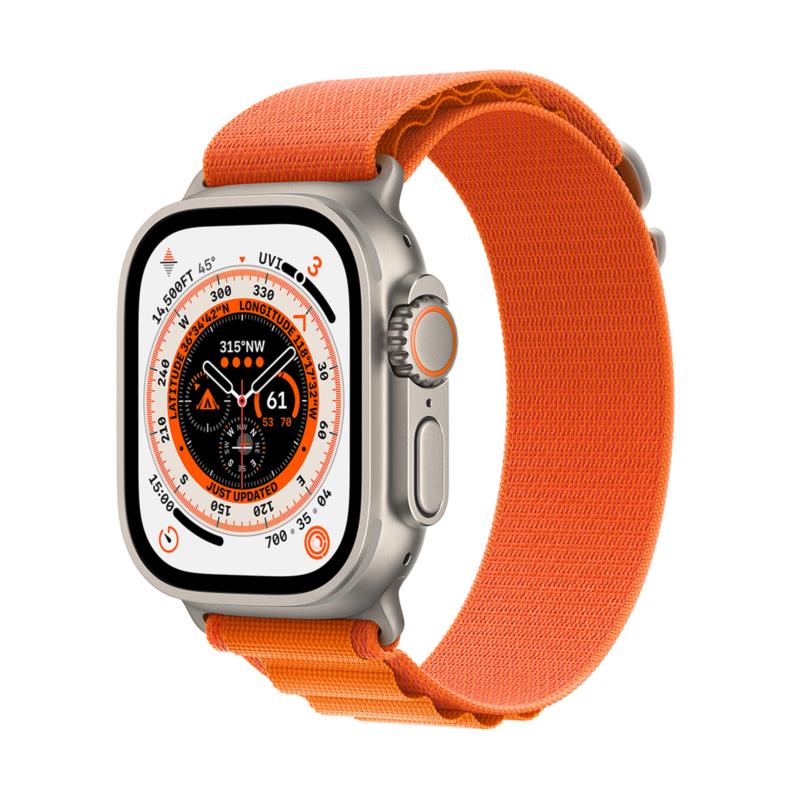 Apple Watch Ultra GPS + Cellular 49mm Titanium Case with Orange Alpine Loop Large
