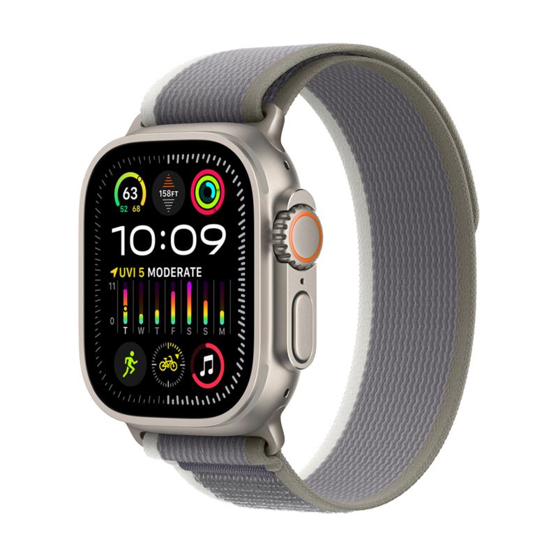 Apple Watch Ultra 2 GPS + Cellular 49mm Titanium Case with Green/Gray Trail Loop M/L