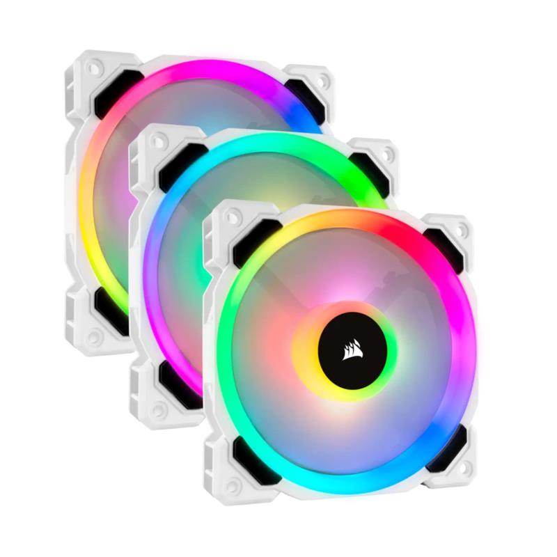 Corsair LL120 RGB 120mm Dual Light Loop White RGB LED PWM Fan — Triple Pack with Lighting Node Pro