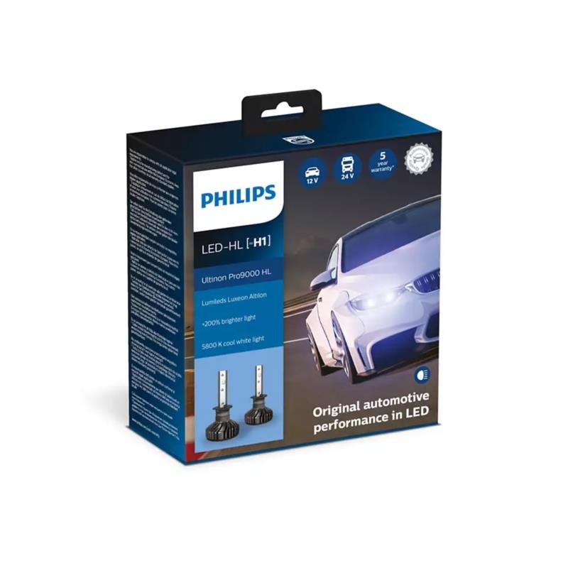 Λάμπες Philips H1 Ultinon Pro9000 HL Led 12/24V 18W +200% Περισσ. Φως 5800K 2τμχ 11258U90CWX2