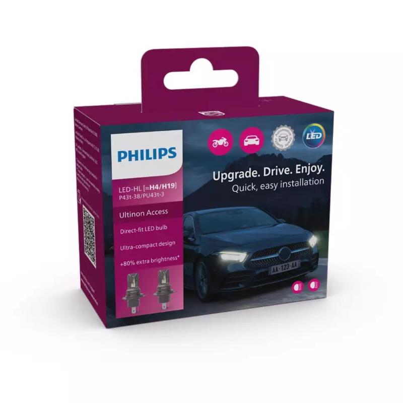 Philips Ultinon Access 2500 H4/H19 Canbus LED 12V 20W 6000K 1500/1000Lm Ψυχρό Λευκό 2τμχ