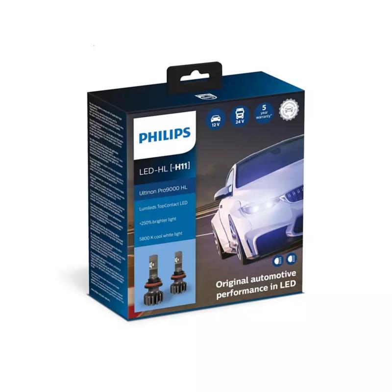 Λάμπες Philips H11 Ultinon Pro9000 HL Led 12/24V 18W +200% Περισσ. Φως 5800K 2τμχ 11362U90CWX2