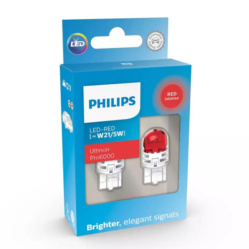 Philips Λάμπες Αυτοκινήτου Ultinon Pro6000 Amber P21W LED Κόκκινο 12V 2τμχ 11498AU60X2