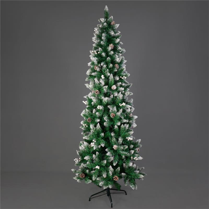 Χριστουγεννιάτικο Δέντρο Slim Χιονισμένο 240εκ./900 Κλαδιά Με Μεταλλική Βάση Eurolamp 600-30627
