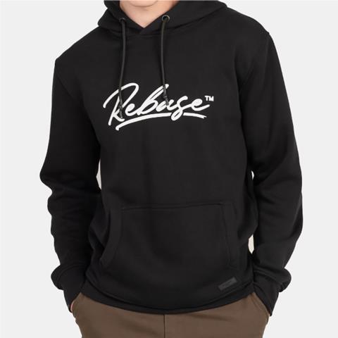 REBASE BRUSHED FLEECE HOODIE ΜΑΥΡΟ
