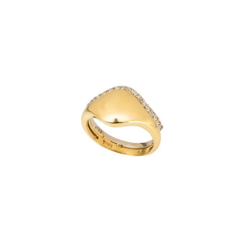 Χρυσό-Λευκόχρυσο Δαχτυλίδι-Σεβαλιέ με Ζιργκόν 14Κ KD000111 - No 49