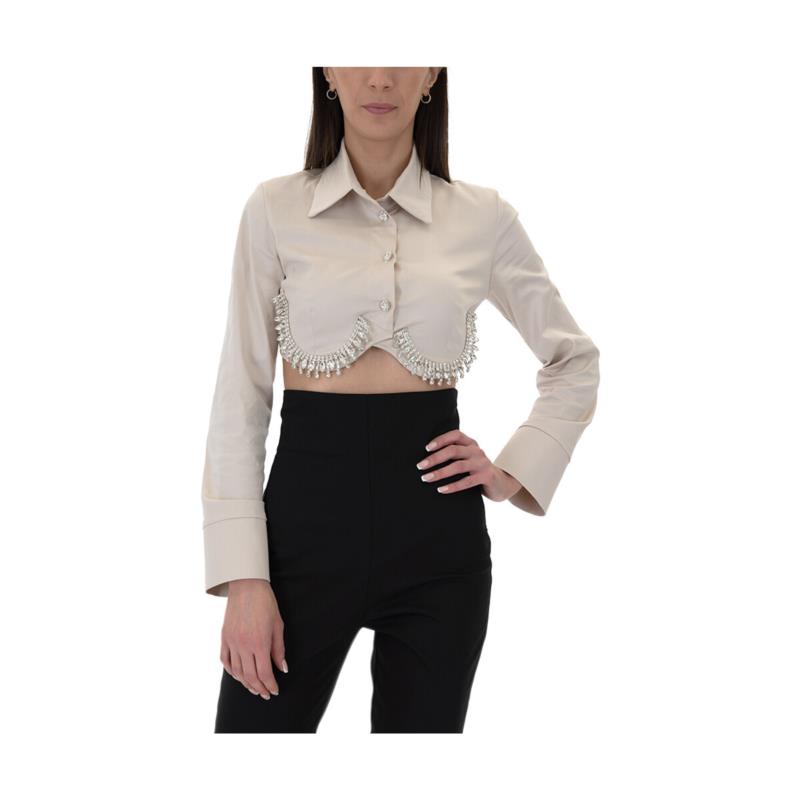 Πουκάμισα Zoya RHINESTONES LONGSLEEVE CROP SHIRT WOMEN