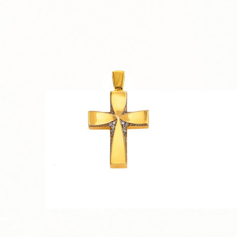 Χρυσός Σταυρός 14Κ με Ζιργκόν XS00069A