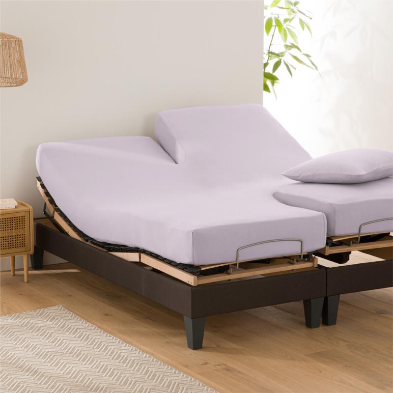 Μονόχρωμο βαμβακερό σεντόνι με λάστιχο για διαιρούμενα κρεβάτια 160x200 cm