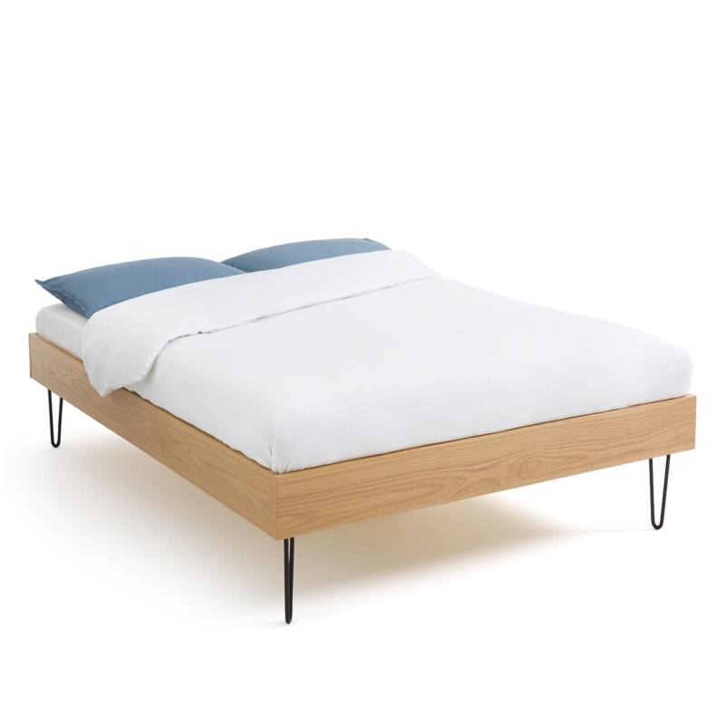 Κρεβάτι με τάβλες από καπλαμά ξύλου δρυ Υ44cm