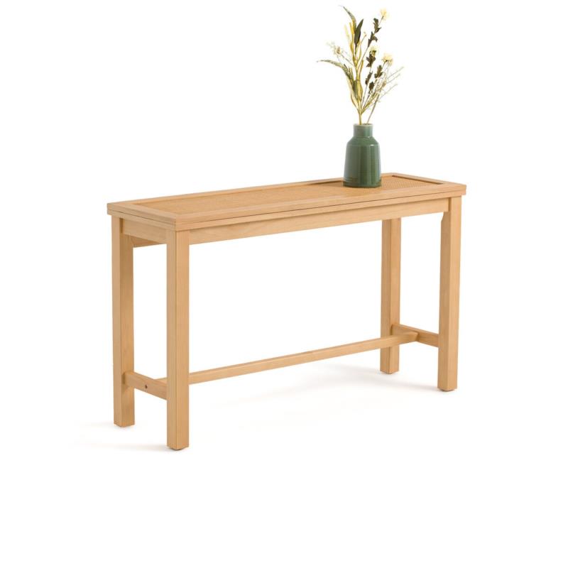 Κονσόλα από ξύλο πεύκου και ψάθα Μ40xΠ130xΥ77cm