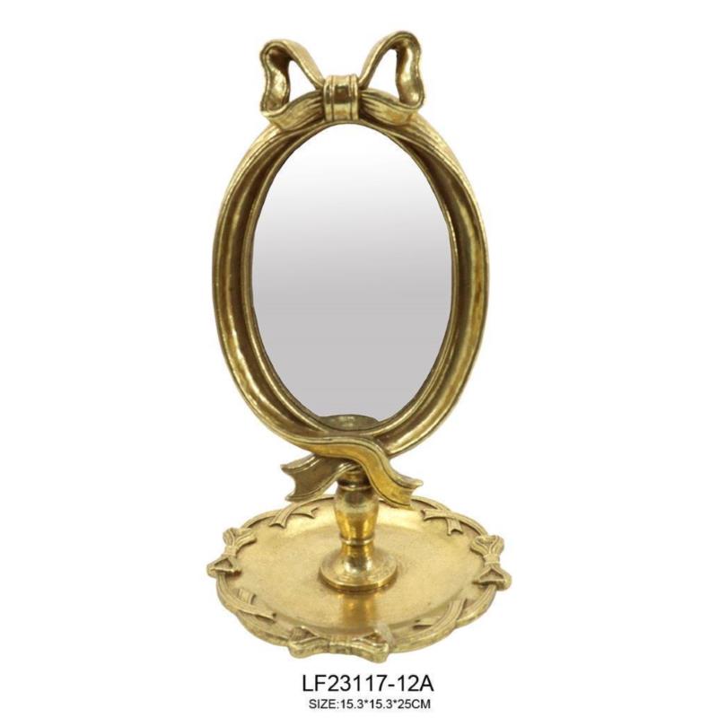 Καθρέπτης Επιτραπέζιος Polyresin Χρυσός Oriana Ferelli® 15,3x15,3x25εκ. XL23117012 (Υλικό: Polyresin, Χρώμα: Χρυσό ) - Oriana Ferelli - XL23117012