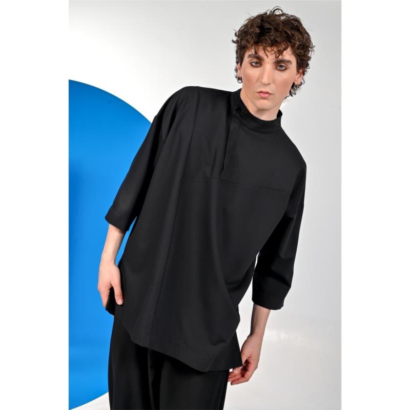 ΑΝΔΡΙΚΟ ΠΟΥΚΑΜΙΣΟ REGULAR Κ/Μ DIVERSE ΜΑΥΡΟ 23546-395-455-BLACK