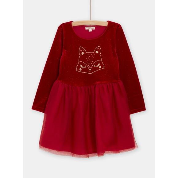 Βρεφικό Μακρυμάνικο Φόρεμα για Κορίτσια Red Tulle Foxy - ΚΟΚΚΙΝΟ