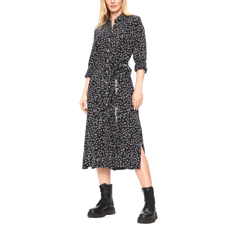 TOMMY JEANS DITSY BELTED MIDI DRESS WOMEN