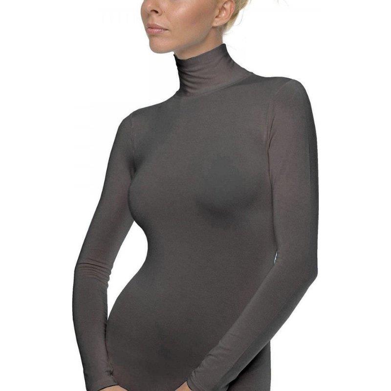 Γυναικεία μπλούζα με ζιβάγκο λαιμό & μακρύ μανίκι | 80678 ΓΚΡΙ