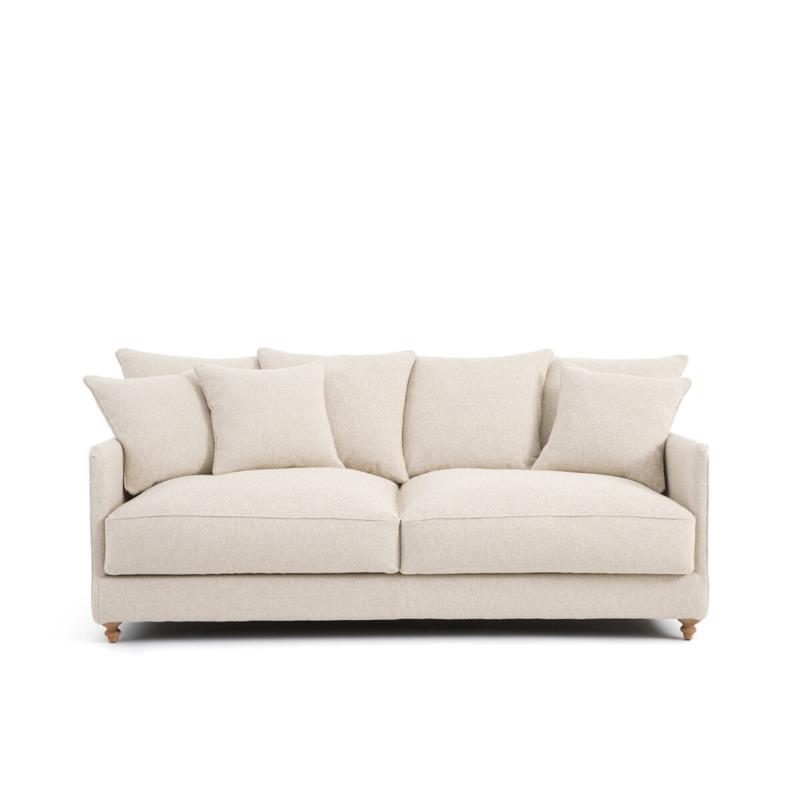 Τριθέσιος καναπές-κρεβάτι με μπουκλέ ταπετσαρία Μ105xΠ204xΥ93cm