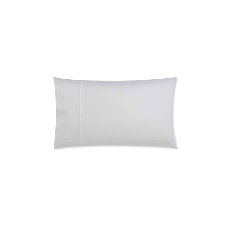 Coincasa μαξιλαροθήκη βαμβακερή μονόχρωμη με κεντημένη λεπτομέρεια 80 x 50 cm - 007246681 Λευκό