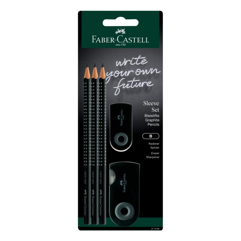 Faber-Castell Blister προσφοράς μαύρο Grip-Sleeve, δώρο 2 μολύβια - 077217059/