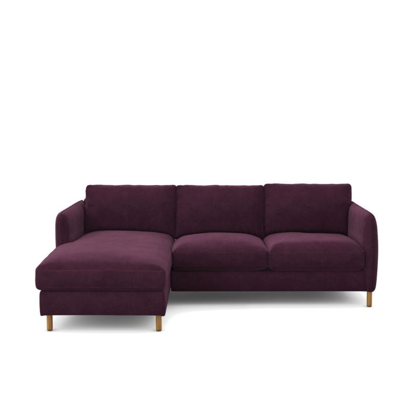 Γωνιακός αριστερός καναπές-κρεβάτι με βελούδινη ταπετσαρία