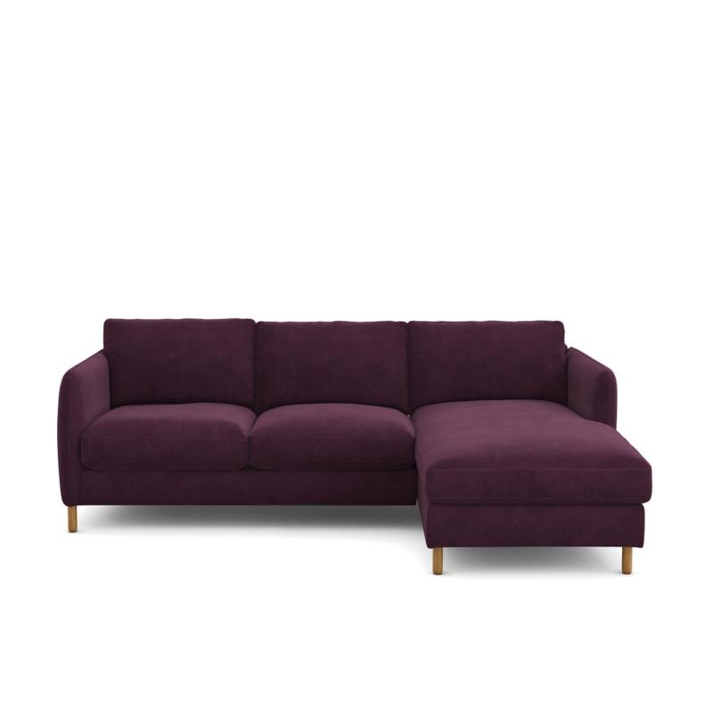 Γωνιακός δεξιός καναπές-κρεβάτι βελούδινη ταπετσαρία