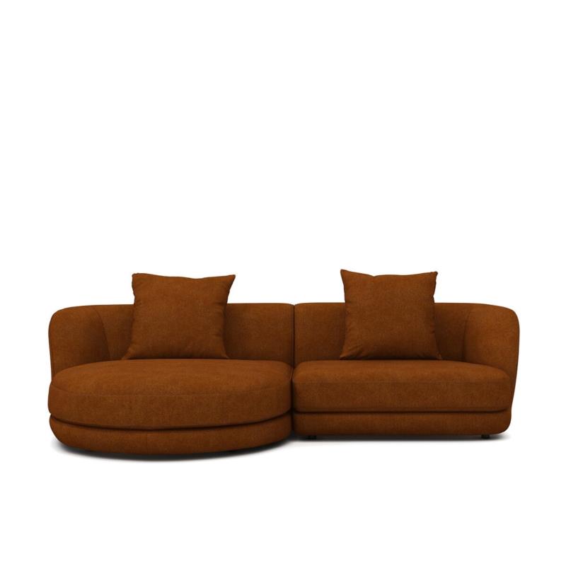 Γωνιακός καναπές με μελανζέ ψαθωτή ταπετσαρία