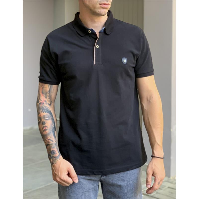Everbest ανδρική μαύρη Polo μπλούζα Plus Size 2328490