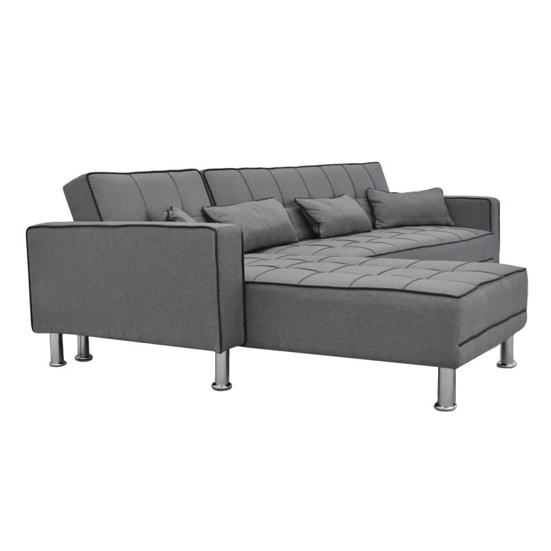 Καναπές Κρεβάτι Γωνιακός MICHAELLA Γκρι/Μαύρο 300x112x76cm