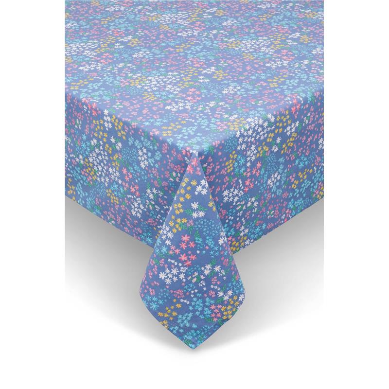 Coincasa βαμβακερό τραπεζομάντηλο με micro flower print 160 x 300 cm - 007394429 Μπλε