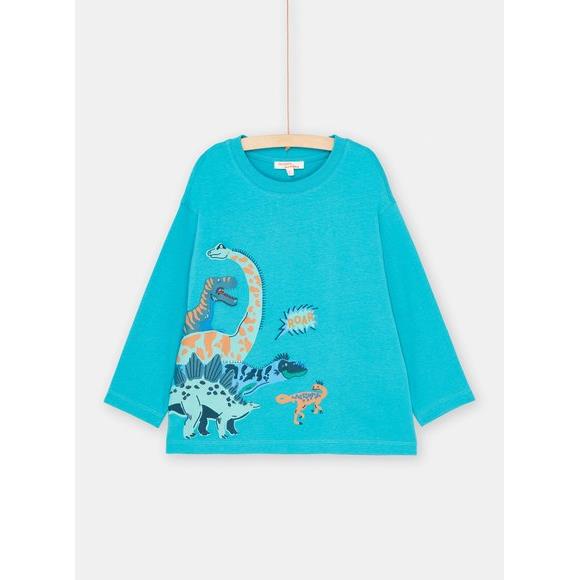 Παιδική Μακρυμάνικη Μπλούζα για Αγόρια Ανοιχτό Μπλε Dinosaurs - ΜΠΛΕ