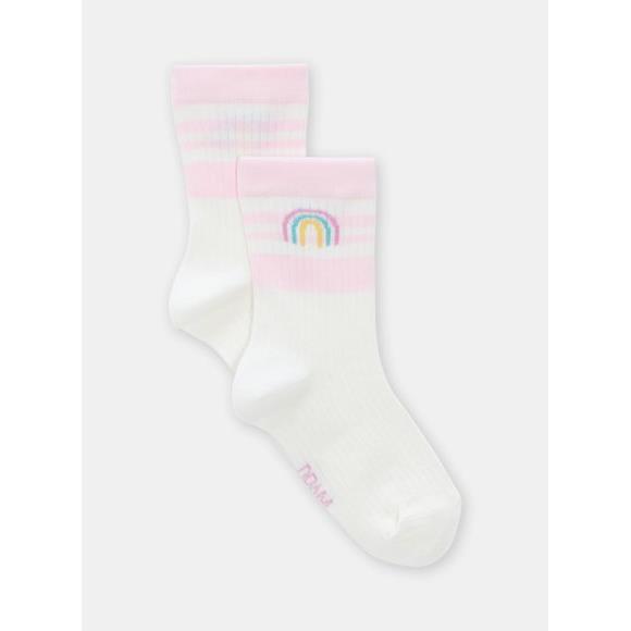 Παιδικές Κάλτσες για Κορίτσια Λευκές/Ρίγες Rainbow - ΕΚΡΟΥ