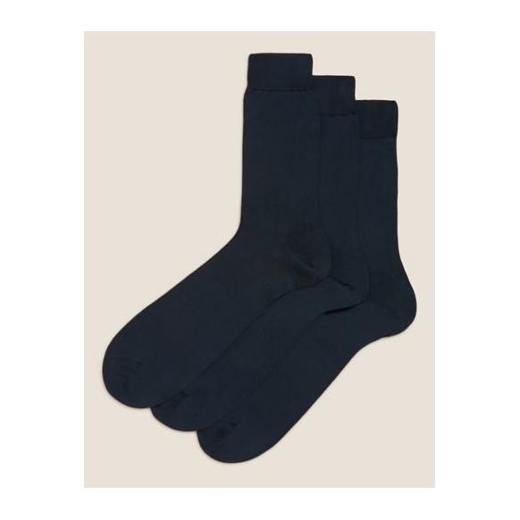 Κάλτσες Σκούρο Μπλε από 100% βαμβάκι (Νο 43-47) Marks & Spencer (3τεμ)