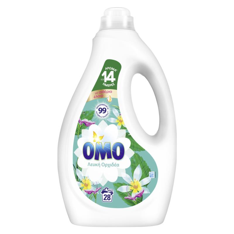 Υγρό Απορρυπαντικού Πλυντηρίου με άρωμα Λευκή Ορχιδέα Omo (28 Mεζ)