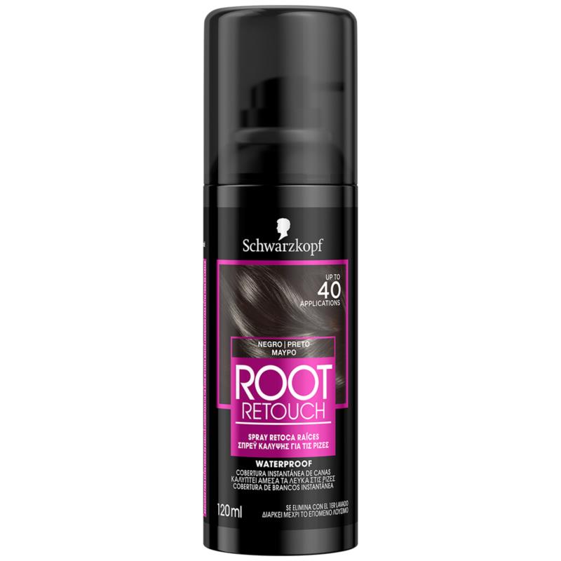 Spray Προσωρινής Κάλυψης Root Retoucher Μαύρο καστανό, Μαύρο Schwarzkopf (120ml)