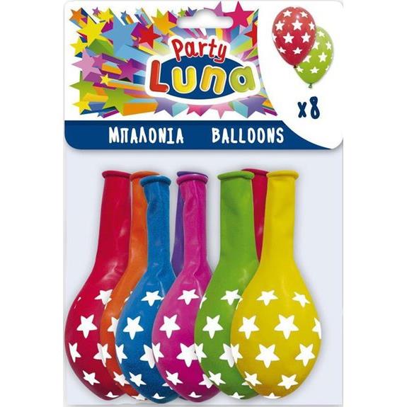 Μπαλονια Με Σχεδιο Αστερακια 8τμχ Luna - 000088936