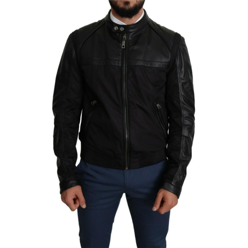 Dolce & Gabbana Black Nylon Full Zip Men Bomber Coat Jacket JKT2759 IT48