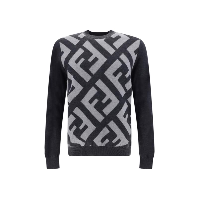 Fendi Grey Wool Logo Details Sweater FZX091APJK_F1ML0 48
