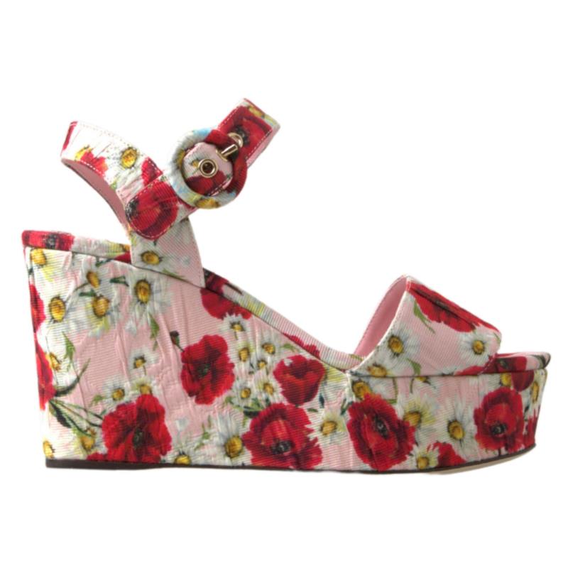 Dolce & Gabbana Multicolor floral print Wedges Floral Ankle Strap Sandals LA10215-37.5 8052087775243 EU37.5/US7