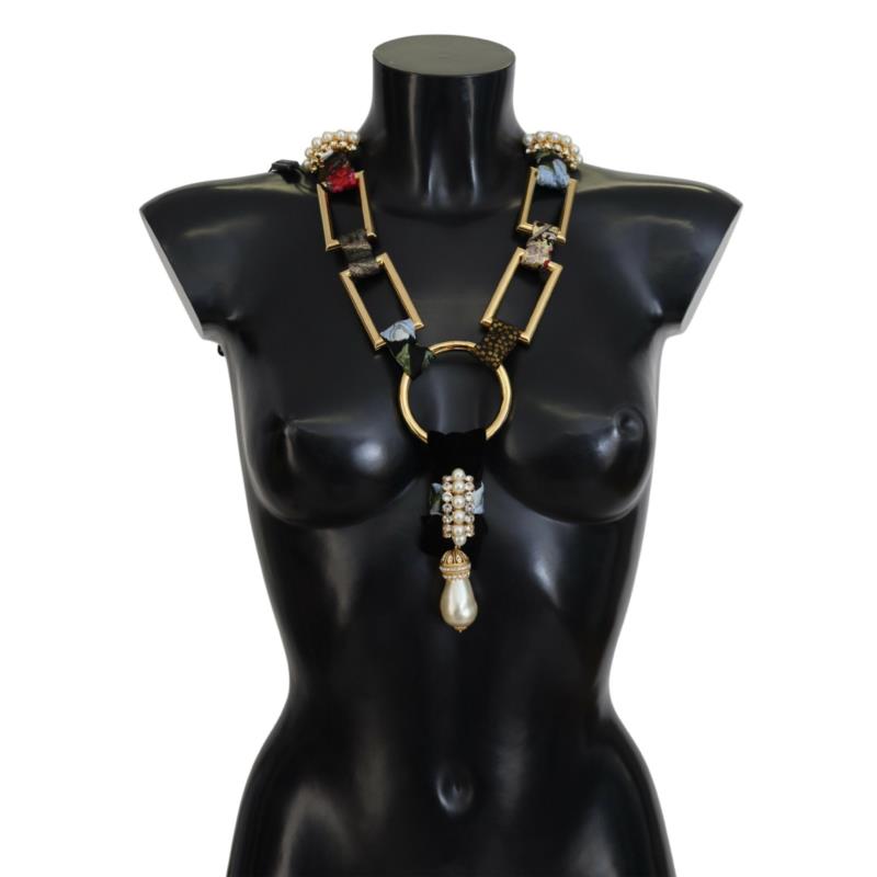 Dolce & Gabbana Gold Brass Sicily Crystal Robe Statement Necklace SMY101112 8057155986569 One Size