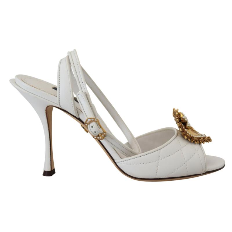 Dolce & Gabbana White Devotion Embellished Sandals Shoes LA10192-36 8054802372775 EU36/US5.5