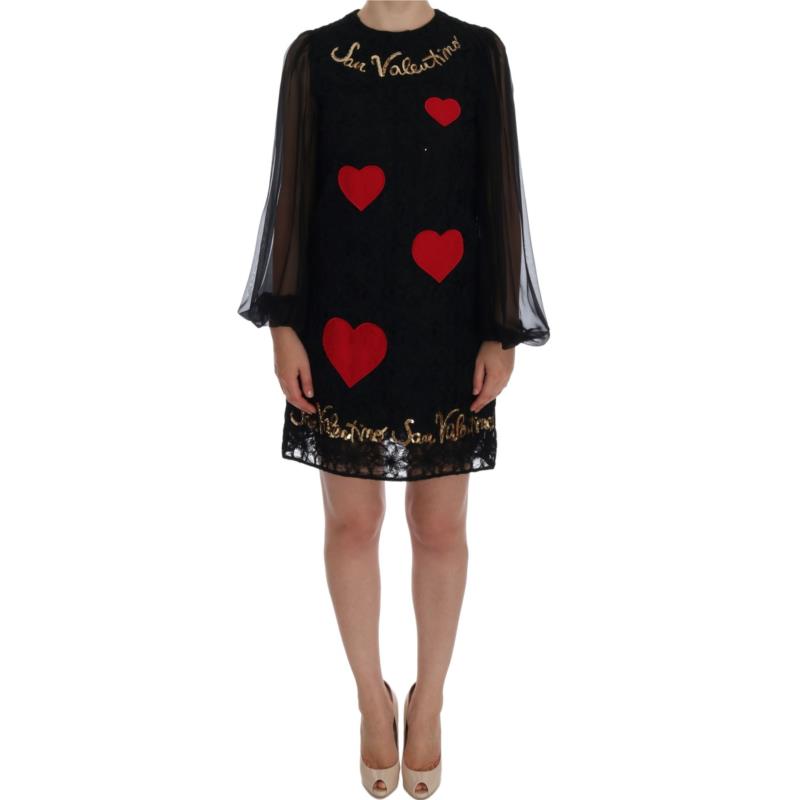 Dolce & Gabbana Black San Valentino Sequined Shift Dress DR1019-5 0852087986038 IT38